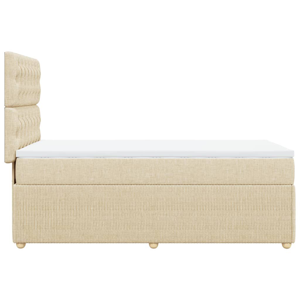 vidaXL Κρεβάτι Boxspring με Στρώμα Κρεμ 90x200 εκ.Υφασμάτινο