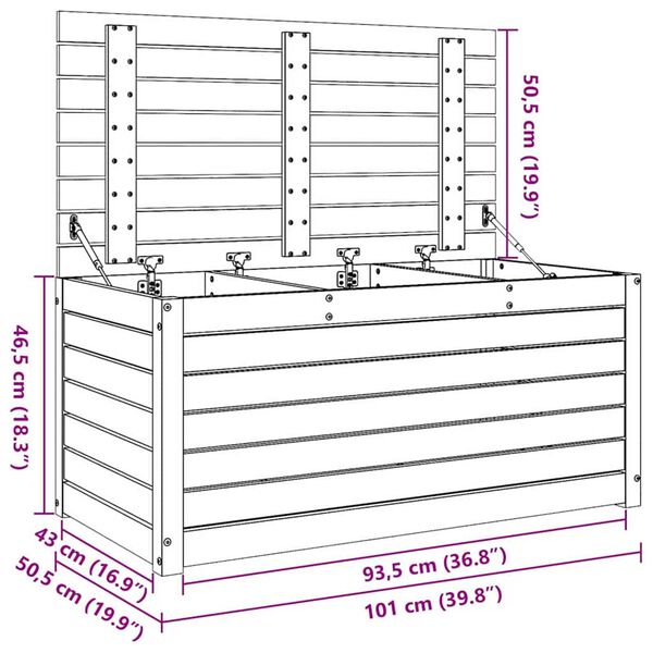 vidaXL Κουτί αποθήκευσης κήπου Καφέ κεριού 101 x 50.5 x 46.5 cm