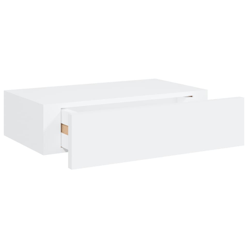 vidaXL Ράφι Επιτοίχιο με Συρτάρι Λευκό 40 x 23,5 x 10 εκ. από MDF