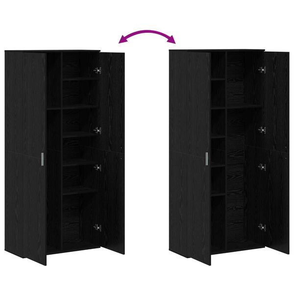vidaXL Υψηλό ντουλάπι Μαύρης Δρυός 80x35x180 εκ. Επεξεργασμένο Ξύλο