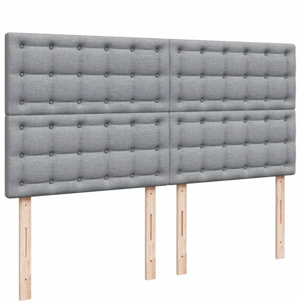 vidaXL Κρεβάτι Boxspring με Στρώμα Ανοιχτό Γκρι 200x200 εκ. Υφασμάτινο