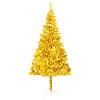 vidaXL Χριστ. Δέντρο Τεχνητό Προφωτισμένο Μισό Βάση Χρυσό 210εκ PET