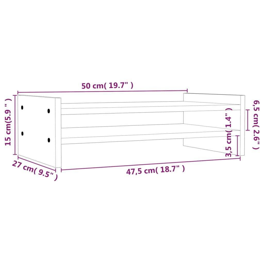 vidaXL Βάση Οθόνης Λευκή 50 x 27 x 15 εκ. από Μασίφ Ξύλο Πεύκου
