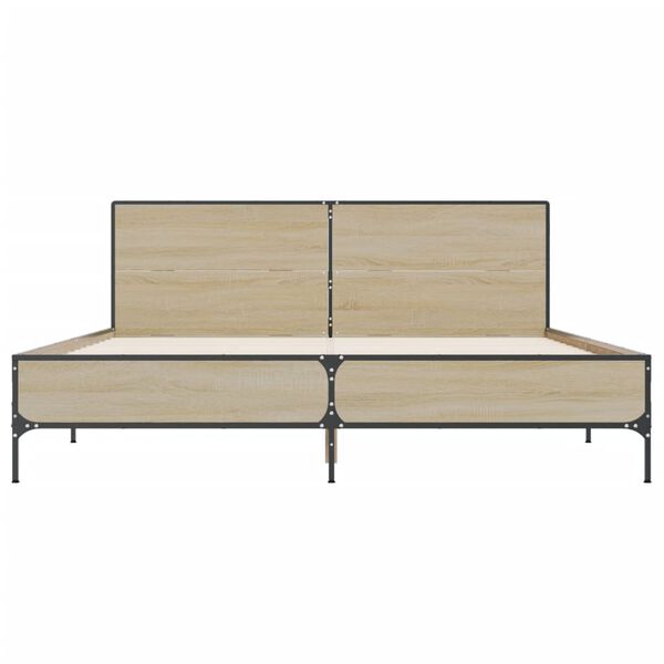 vidaXL Πλαίσιο Κρεβατιού Sonoma Δρυς 120x190 εκ. Επεξ. Ξύλο & Μέταλλο
