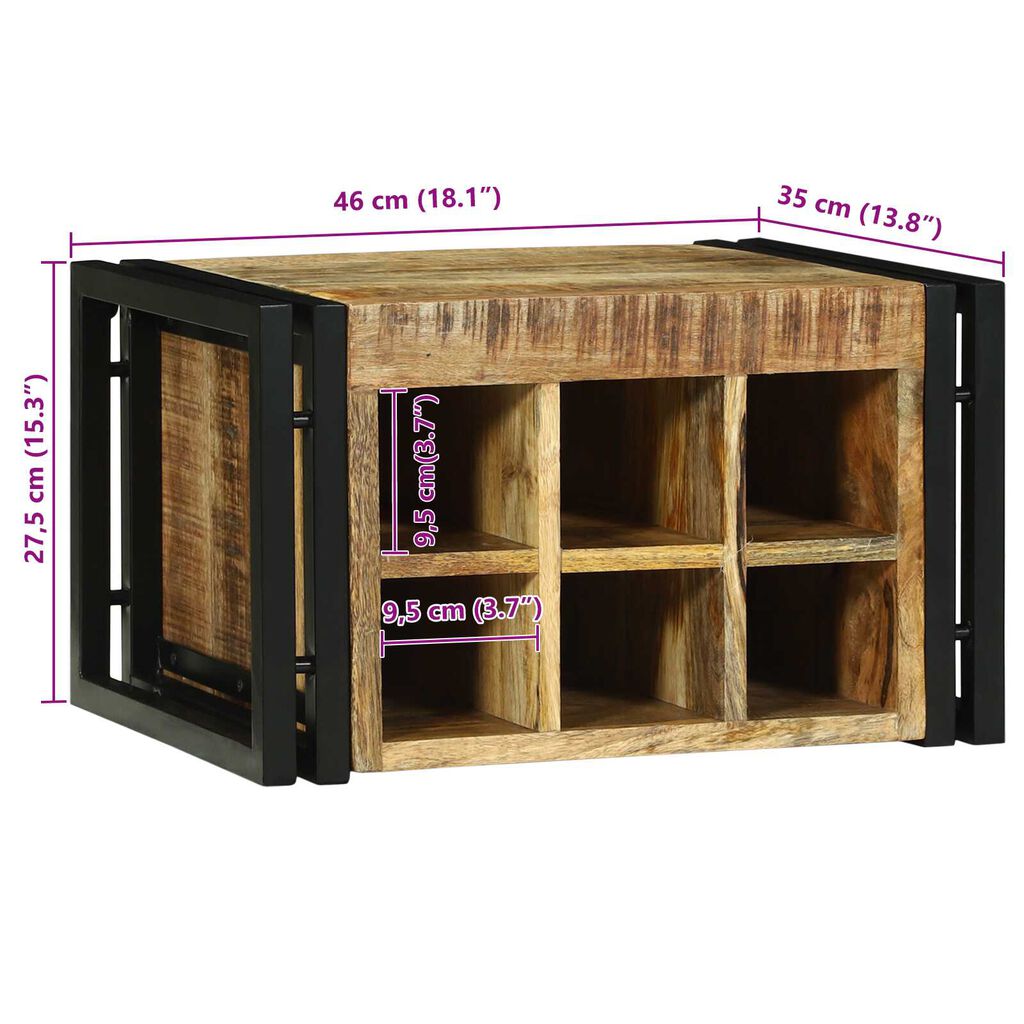 vidaXL Κρεμάστρα Κρασιού 46x35x27.5 εκ Μασίφ Ξύλο Τραχύ Μάνγκο