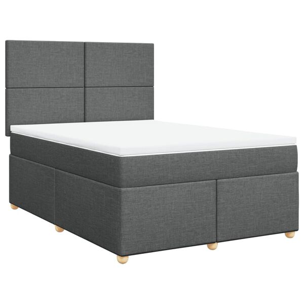vidaXL Κρεβάτι Boxspring με Στρώμα Σκούρο Γκρι 160x200 εκ Υφασμάτινο
