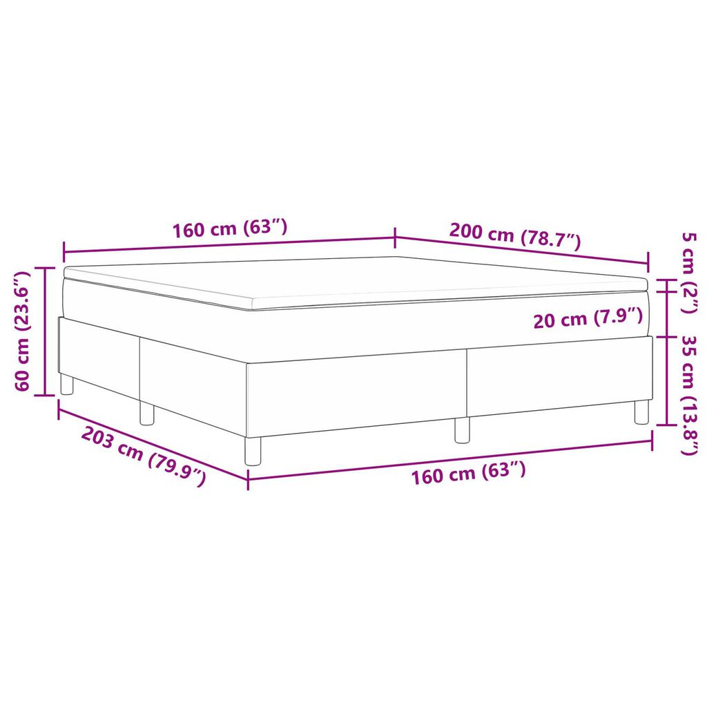 vidaXL Κρεβάτι με Στρώμα, Κρεμ, 160 x 200 εκ, Υφασμάτινο Βελουτέ