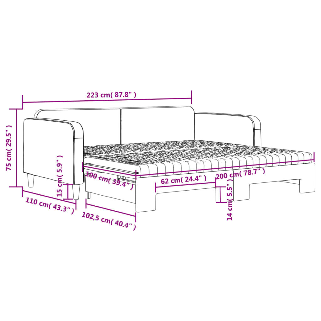 vidaXL Καναπές Κρεβάτι Συρόμενος Taupe 100x200εκ. Υφασμάτινος Στρώματα