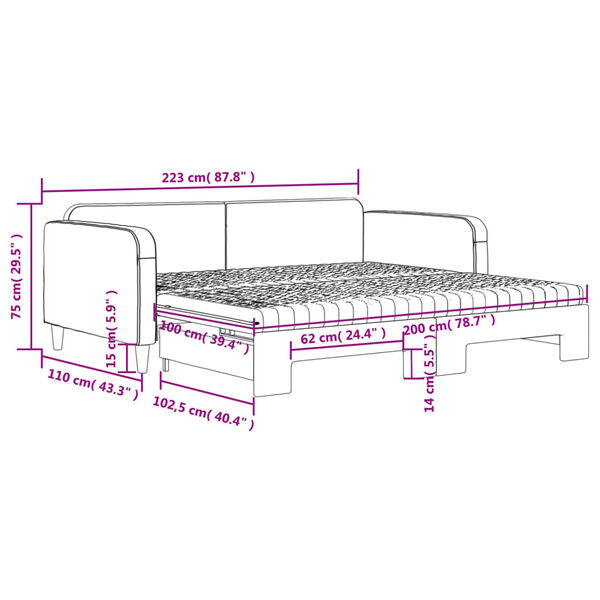 vidaXL Καναπές Κρεβάτι Συρόμενος Taupe 100x200εκ. Υφασμάτινος Στρώματα