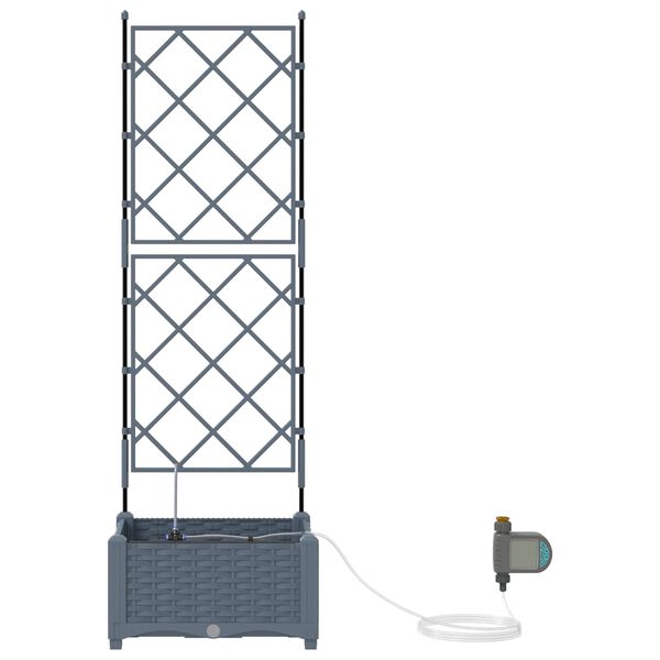 vidaXL Γλάστρες Κήπου 1 τεμ Ανοιχτό γκρι 40 x 40 x 126 cm Πλαστικό