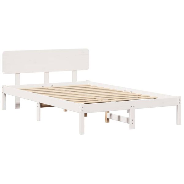 vidaXL Σκελετός Κρεβατιού Λευκό 135 x 190 cm Μασίφ ξύλο πεύκου