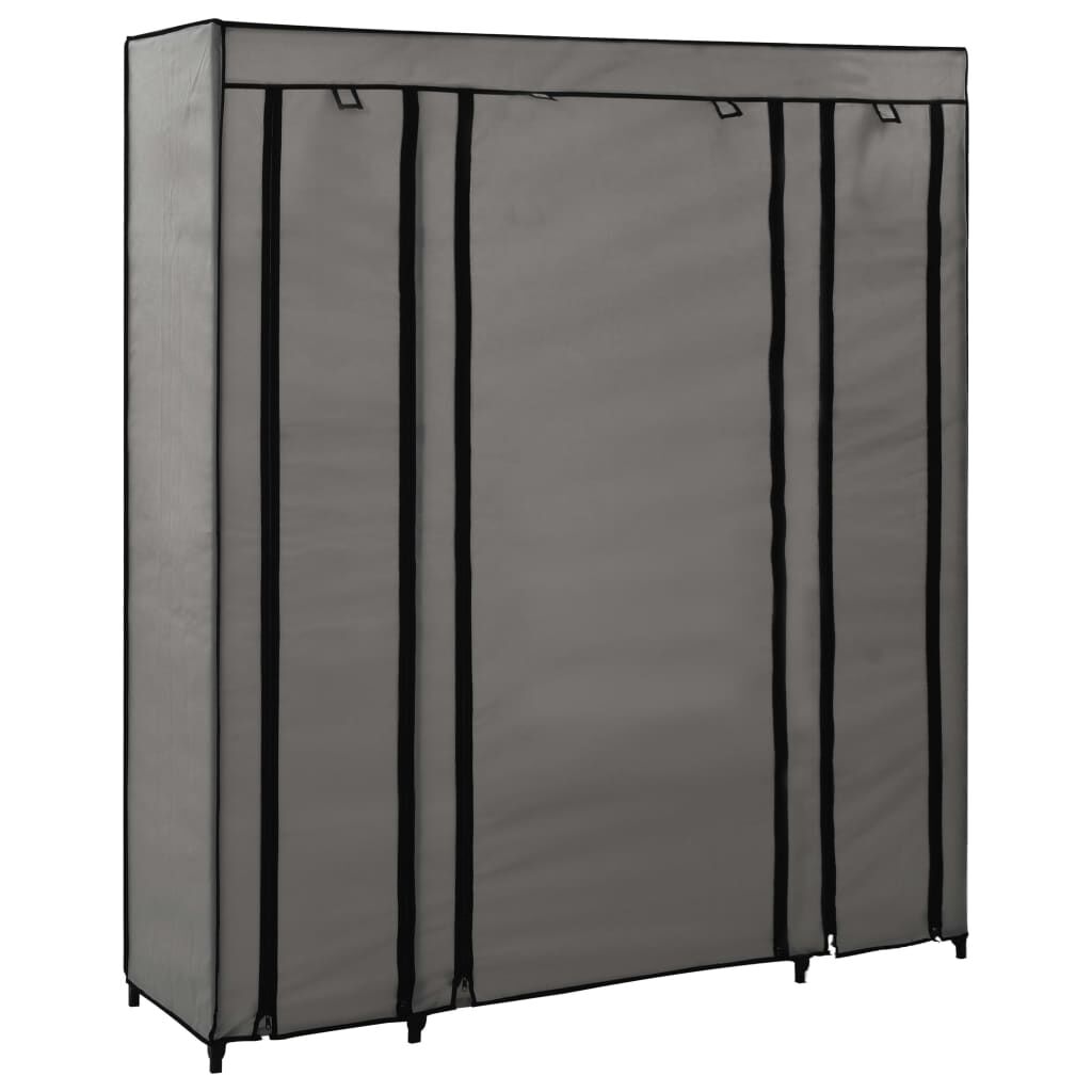vidaXL Ντουλάπα με Ράφια / Σωλήνες Γκρι 150x45x176 εκ. Υφασμάτινη