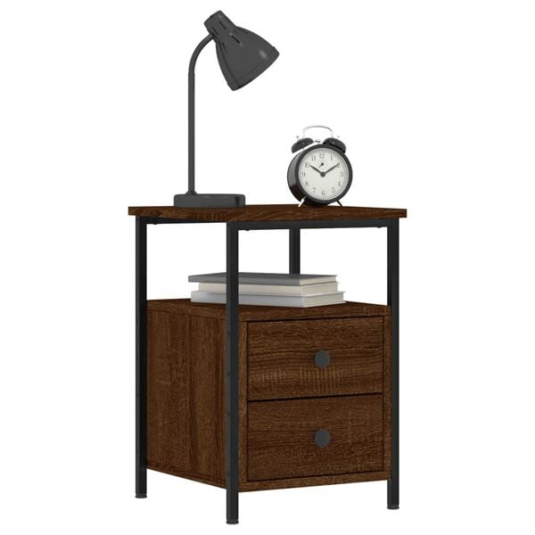 vidaXL Κομοδίνο 2 τεμ. Καφέ Δρυς 34 x 35,5 x 50 εκ. από Επεξεργ. Ξύλο