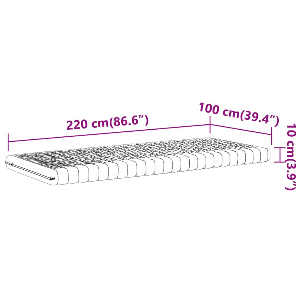 vidaXL Στρώμα Αφρού 7 Ζωνών Σκληρότητα 20 ILD Λευκό 100x220 εκ.