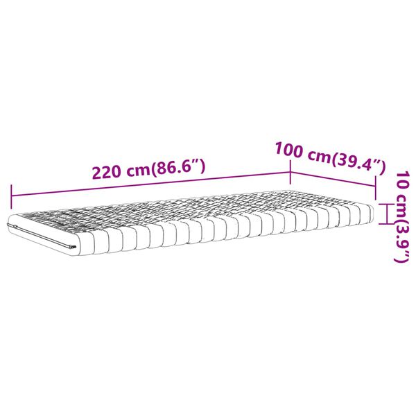 vidaXL Στρώμα Αφρού 7 Ζωνών Σκληρότητα 20 ILD Λευκό 100x220 εκ.