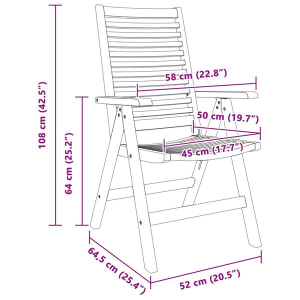 vidaXL Σέτ φαγητού για κήπο 7 pcs Καφέ Μασίφ ξύλο teak