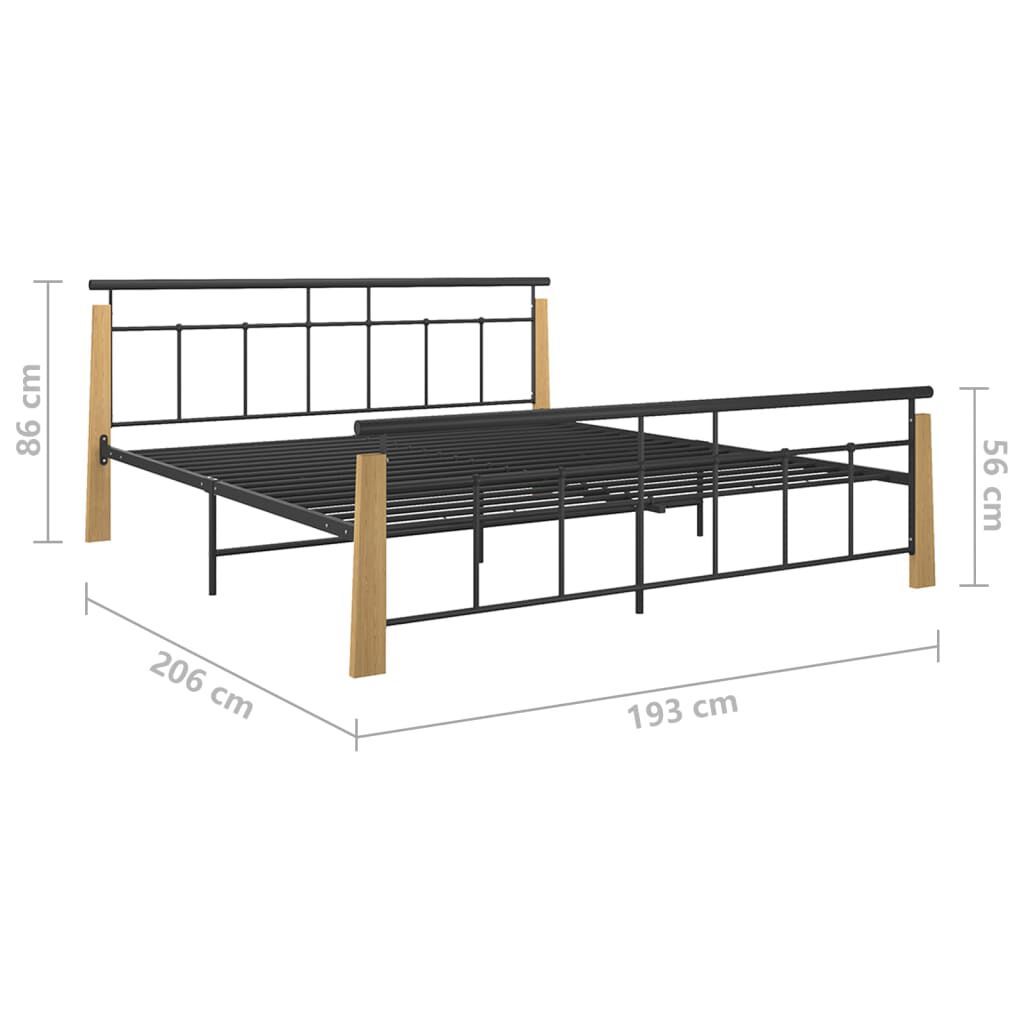 vidaXL Πλαίσιο Κρεβατιού 180 x 200 εκ. Μέταλλο/Μασίφ Ξύλο Δρυός