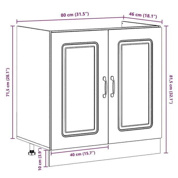 vidaXL Ντουλάπα Κουζίνας με πόρτα Kalmar 2 pcs Μαύρο 80 x 46 x 81.5 εκ