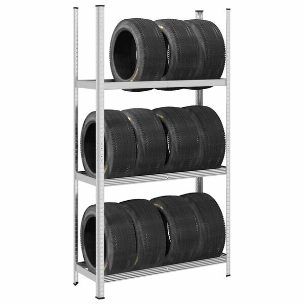 vidaXL Ράφι ελαστικών 3 επιπέδων Ασημί 110x40x200 cm Ατσάλι