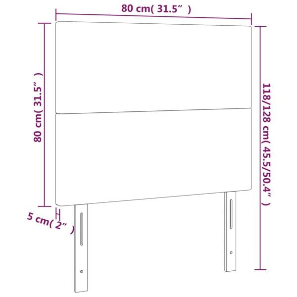vidaXL Κεφαλάρι Κρεβατιού LED Γκρι 80x5x118/128 εκ