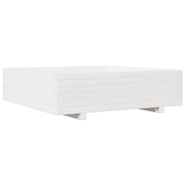 vidaXL Ζαρντινιέρα Λευκή 90x90x26,5 εκ. από Μασίφ Ξύλο Πεύκου