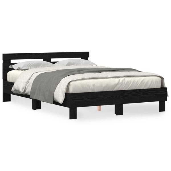 vidaXL Σκελετός Κρεβατιού Μαύρη δρυς 140 x 190 cm Επεξεργασμένο ξύλο