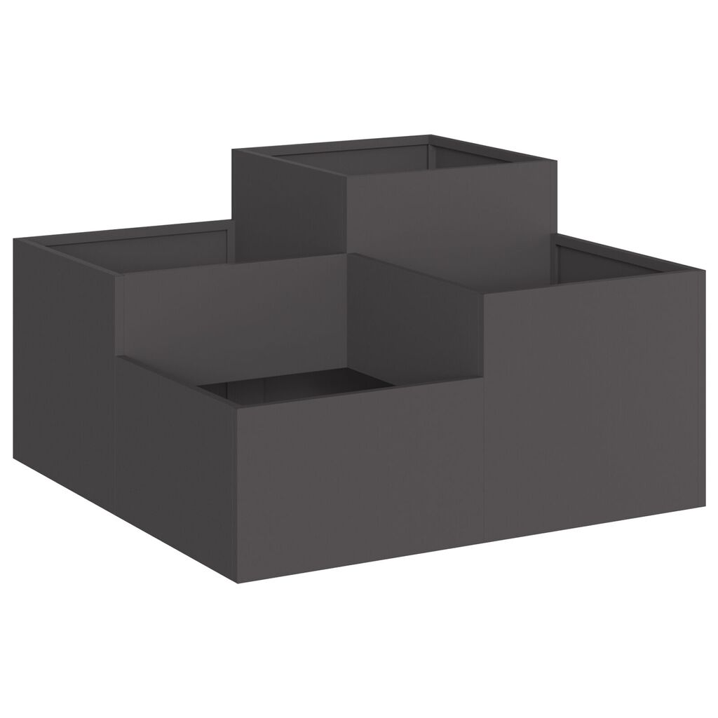 vidaXL Γλάστρα Κήπου 80x80x48 εκ Μαύρο Ατσάλι