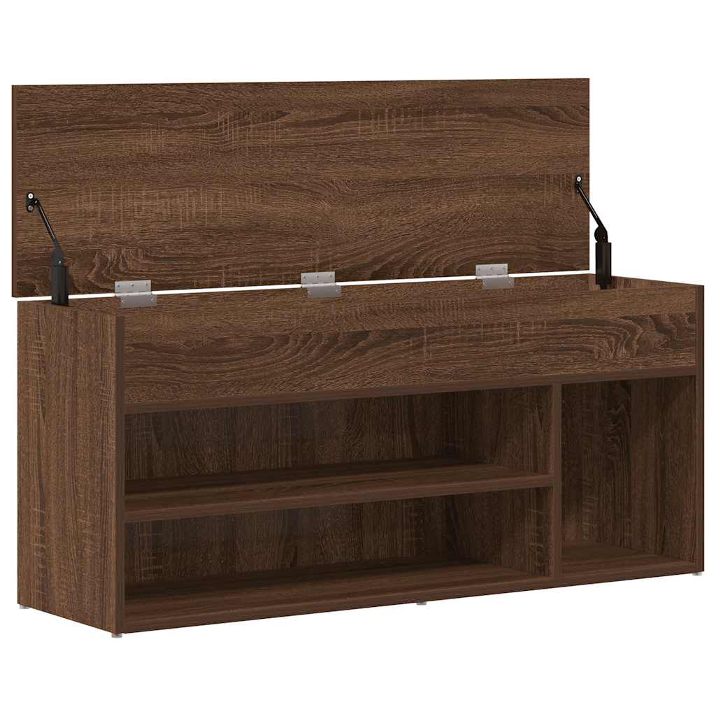 vidaXL Πάγκος παπουτσιών καφέ δρυς 102x30,5x45 cm Ξύλο μηχανής