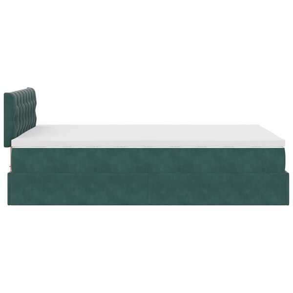 vidaXL Οθωμανικό κρεβάτι με στρώμα & LEDs Dark Green 120x200cm Velvet
