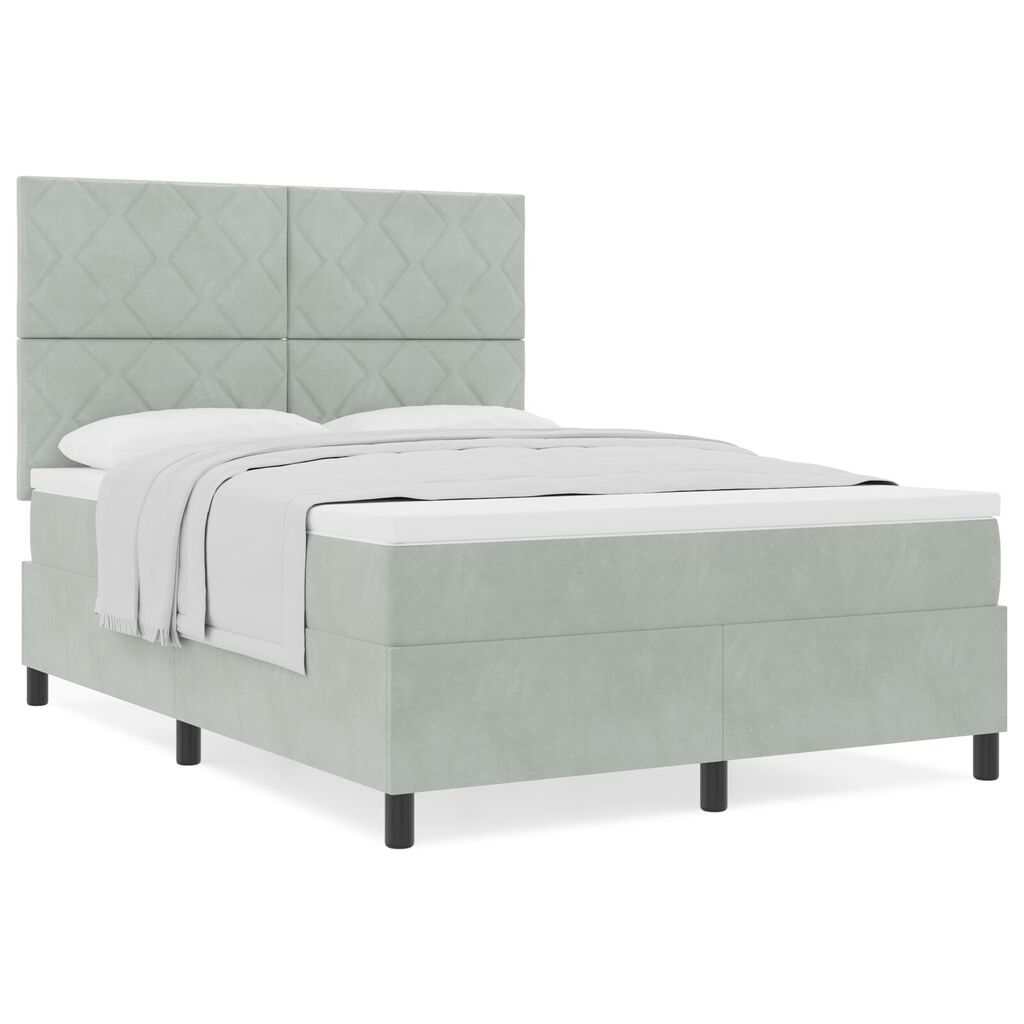 vidaXL Κρεβάτι με Στρώμα Light Grey 160x200 cm Βελούδο