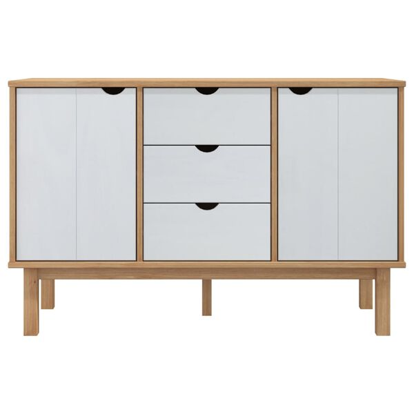 vidaXL Συρταριέρα OTTA Καφέ και Λευκό 113,5x43x73εκ. Μασίφ Ξύλο Πεύκου