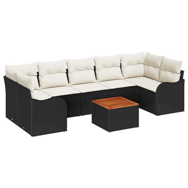 vidaXL Σετ Καναπέ Κήπου 8 pcs Μαύρο Πολυ ράταν