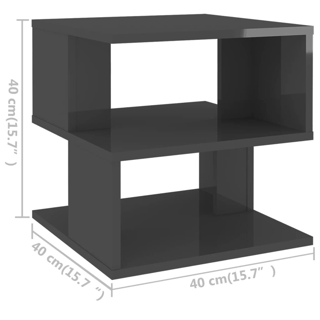 vidaXL Τραπέζι Βοηθητικό Γυαλιστερό Γκρι 40 x 40 x 40 εκ. Μοριοσανίδα