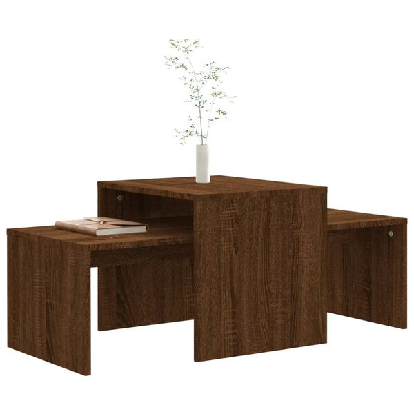vidaXL Τραπεζάκια Σαλονιού Σετ Καφέ Δρυς 100x48x40 εκ. Επεξεργ. Ξύλο