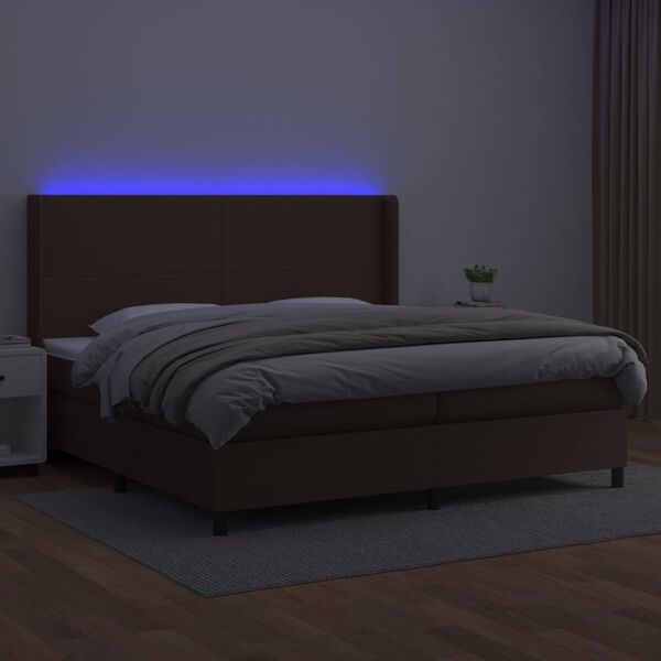 vidaXL &Kappa;&rho;&epsilon;&beta;ά&tau;&iota; Boxspring &mu;&epsilon; &Sigma;&tau;&rho;ώ&mu;&alpha; & LED &Kappa;&alpha;&phi;έ 200x200 &epsilon;&kappa;. &Sigma;&upsilon;&nu;&theta;. &Delta;έ&rho;&mu;&alpha;