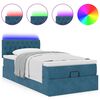 vidaXL Οθωμανικό κρεβάτι με στρώμα & LEDs Σκούρο μπλε 80x200cm Βελούδο