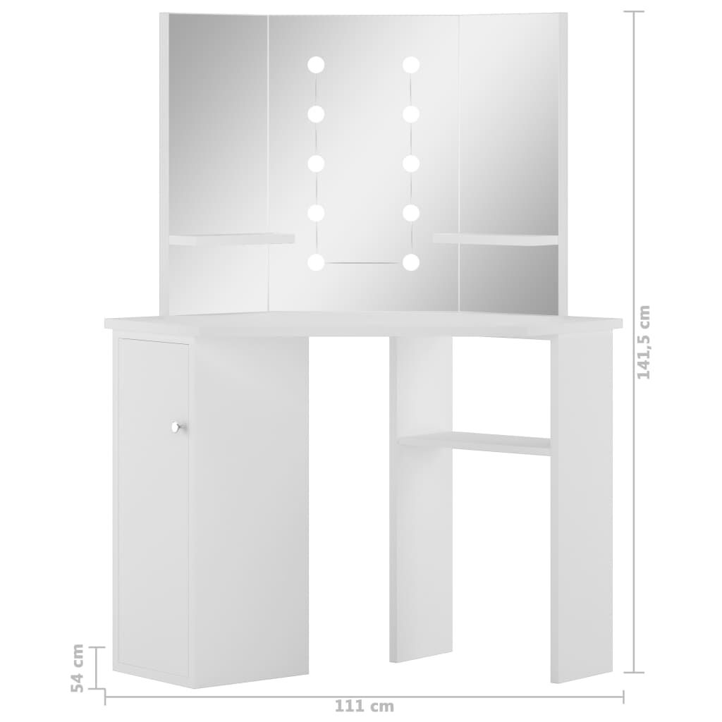 vidaXL Μπουντουάρ Γωνιακό Λευκό με LED