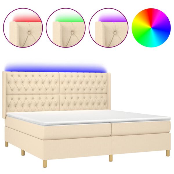vidaXL &Kappa;&rho;&epsilon;&beta;ά&tau;&iota; Boxspring &mu;&epsilon; &Sigma;&tau;&rho;ώ&mu;&alpha; & LED &Kappa;&rho;&epsilon;&mu; 200x200 &epsilon;&kappa;. &Upsilon;&phi;&alpha;&sigma;&mu;ά&tau;&iota;&nu;&omicron;