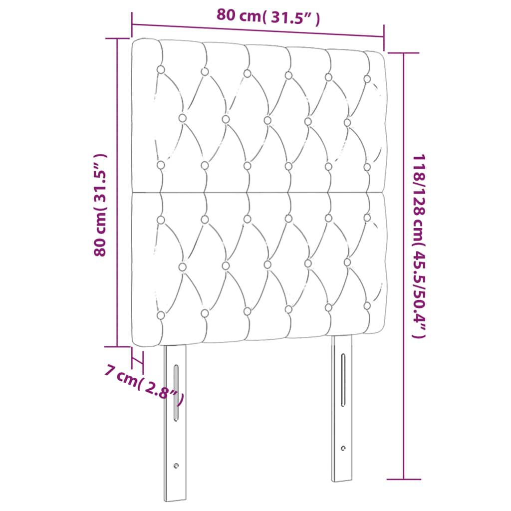 vidaXL Κεφαλάρι Κρεβατιού LED Μπλε 80x7x118/128 εκ. Υφασμάτινο