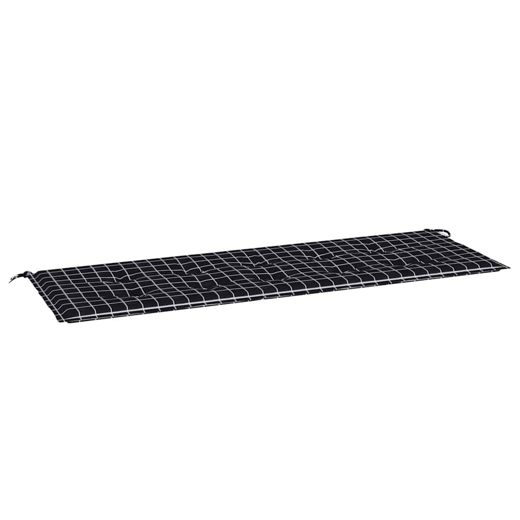 vidaXL Μαξιλάρι Πάγκου Κήπου Μαύρο Καρό 150x50x4 εκ. Ύφασμα Oxford