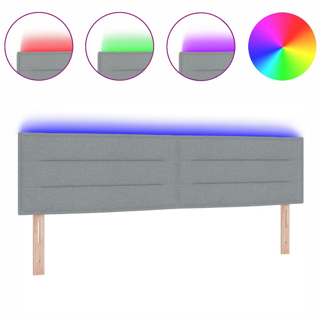 vidaXL LED Κεφαλάρι Σχεδίαση Γραμμών Ανοιχτό Γκρι 90 εκ Ύφασμα