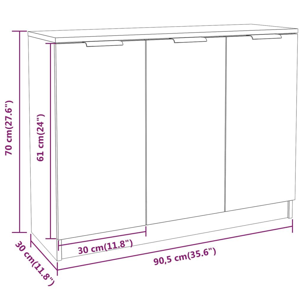 vidaXL Ντουλάπι Καφέ Δρυς 90,5 x 30 x 70 εκ. από Επεξεργασμένο Ξύλο
