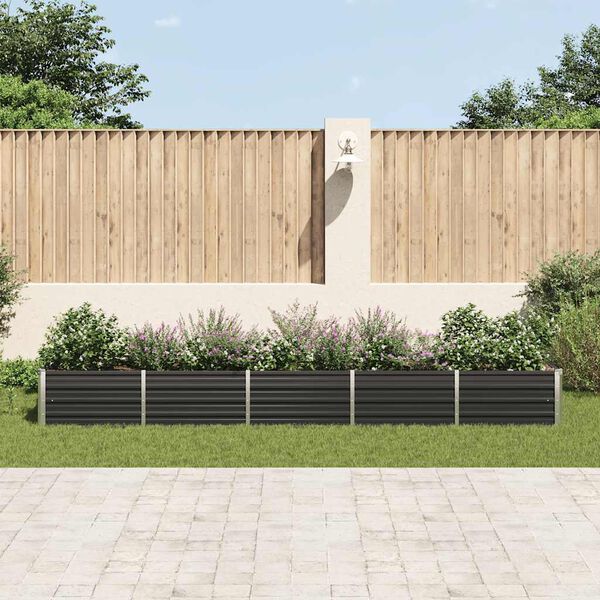 vidaXL Ζαρντινιέρα Υπερυψωμένη Ανθρακί 400x80x45 εκ. Γαλβαν. Χάλυβας