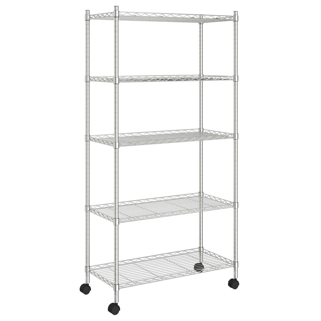vidaXL Ραφιέρα 5 Επιπέδων με Τροχούς Χρωμέ 75x35x155 εκ. 250 κ.