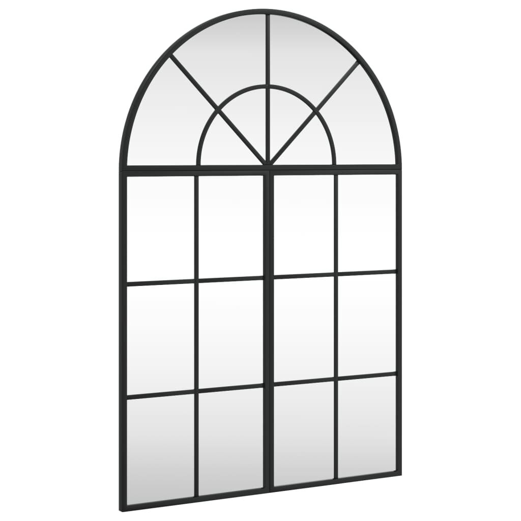 vidaXL Καθρέφτης Τοίχου Αψίδα Μαύρος 60 x 90 εκ. από Σίδερο