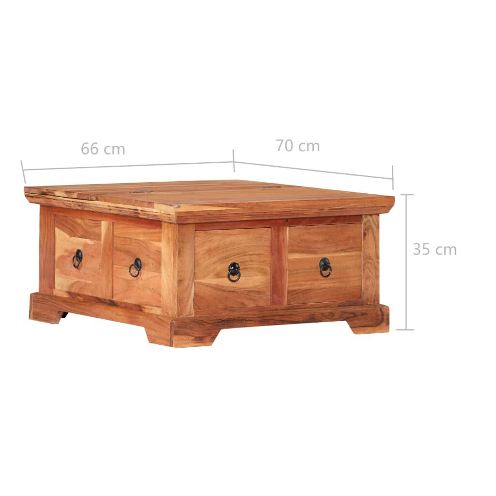 vidaXL Τραπεζάκι Σαλονιού 66 x 70 x 35 εκ. από Μασίφ Ξύλο Ακακίας