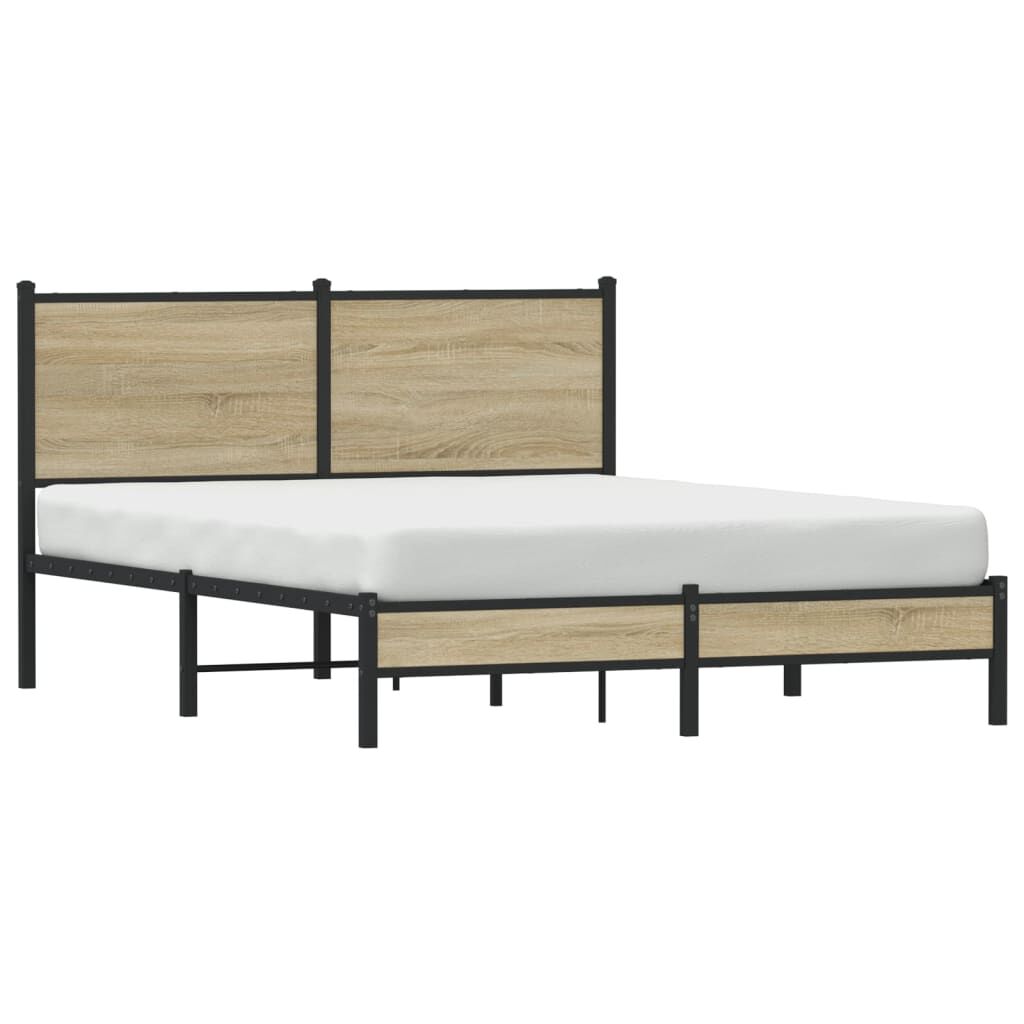 vidaXL Σκελετός Κρεβ. Χωρίς Στρώμα Sonoma Δρυς 140x200 εκ. Μεταλλικό