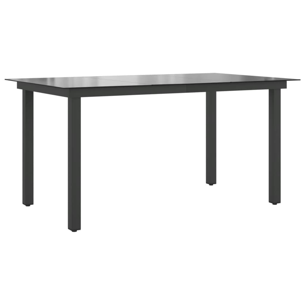 vidaXL Τραπέζι Κήπου Μαύρο 150 x 90 x 74 εκ. από Αλουμίνιο / Γυαλί