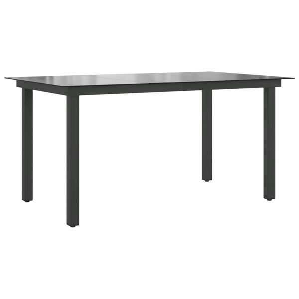 vidaXL Τραπέζι Κήπου Μαύρο 150 x 90 x 74 εκ. από Αλουμίνιο / Γυαλί