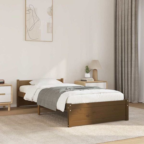 vidaXL Πλαίσιο Κρεβατιού Μελί 75x190 εκ. Ξύλο Πεύκου Small Single